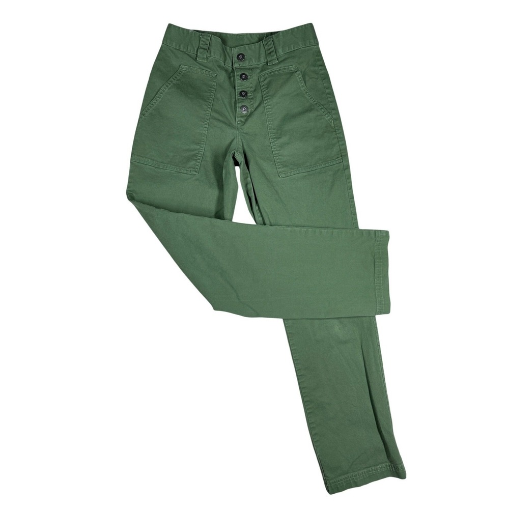 Columbia Button Fly Patch Pocket Pants Utility Green Cotton Women's Size 4 Chino